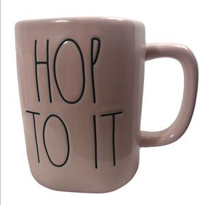 Rae Dunn HOP TO IT pink mug